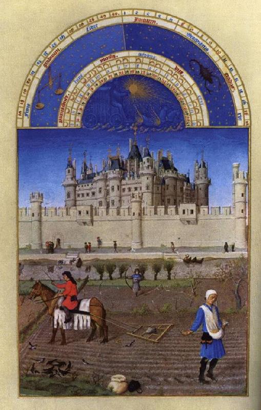 LIMBOURG brothers Les trs riches heures du Duc de Berry: Octobre (October) China oil painting art